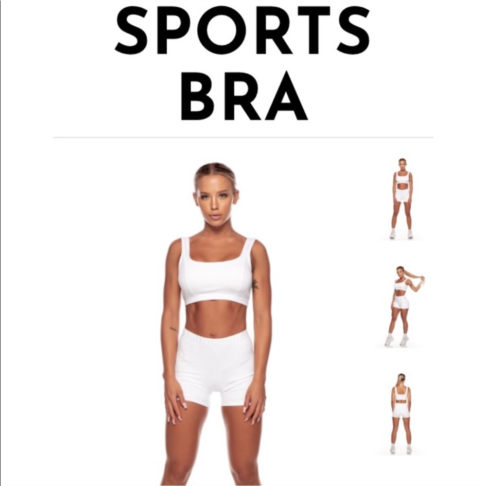 Saski Collection White Square Neck Sports Bra.